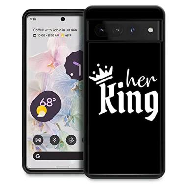 Imagem de CARLOCA Capa compatível com Google Pixel 7 Pro, modelo Couple Her King para meninas e meninos, à prova de choque, capa antiarranhões para Google Pixel 7 Pro