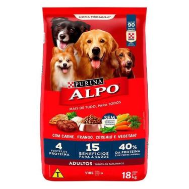 Imagem de Ração Seca Purina Alpo para Cães Adultos Carne, Frango, Cereais e Vege