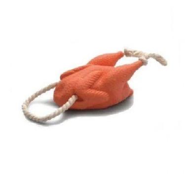 Imagem de Mordedor Pet Brinquedo Borracha Frango Com Corda 25 Cm - J. Pet