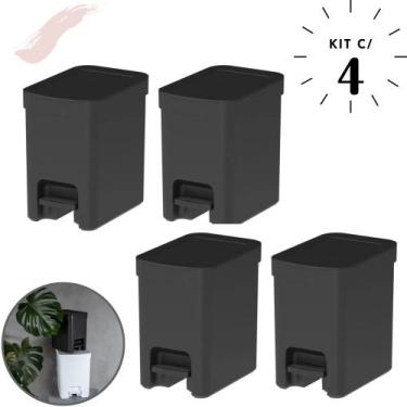 Imagem de Kit com 4 unidades de Lixeira Com Pedal Capacidade 6 Litros Compacta L