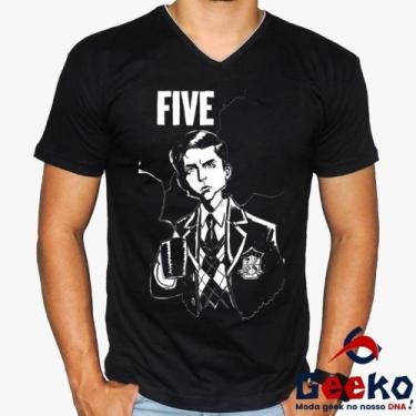 Imagem de Camiseta The Umbrella Academy 100% Algodão Five Geeko, Preto gola v, P