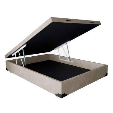 Imagem de Base para Cama Box Casal Martin Premium com Baú Suede (45x138x188) Bege