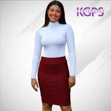 Imagem de Saia Lápis Mídy Basica Elegante Tecido Bengaline - Vinho Marsala - Cow