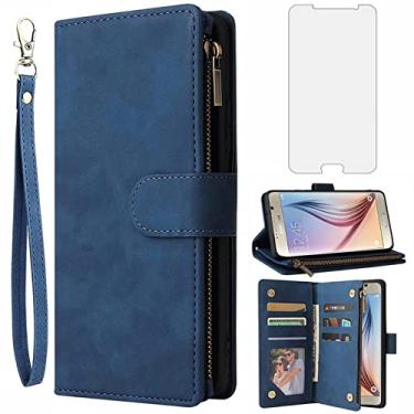 Imagem de Asuwish Capa carteira compatível com Samsung Galaxy S6 e protetor de tela de vidro temperado, capa flip com suporte para cartão, capas de celular para Glaxay S 6 Gaxaly 6s Galaxies GS6 SM-G920V G920A
