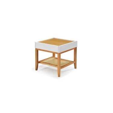 Imagem de Mesa Lateral Multiuso ML-01 c/ 1 Gaveta Madeira Laca Branca - Studio M