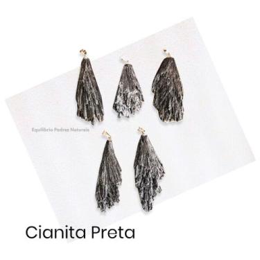 Imagem de Pingente De Pedra Natural Cianita Preta - Vassoura De Bruxa - Equilíbr