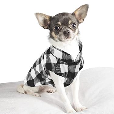 Imagem de KAMA BRIDAL Casaco para cães primavera outono inverno pulôver cachorro colete de lã para cães pequenos e médios suéter fino para cães preto e branco xadrez (preto, PP)