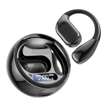 Imagem de AsrMyjcx Tradutor earbud tradução earbud led display digital bt 5.4 aberto orelha gancho fone de ouvido para aprender viagens, Preto