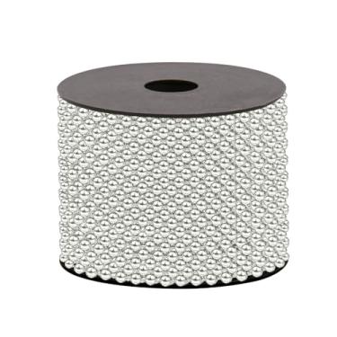 Imagem de Uxney Guirlanda de pérolas artesanais, contas de árvore de Natal de 4 mm x 1,8 m, enfeites de pérolas para decoração de árvore de Natal para festa de casamento DIY (prata)