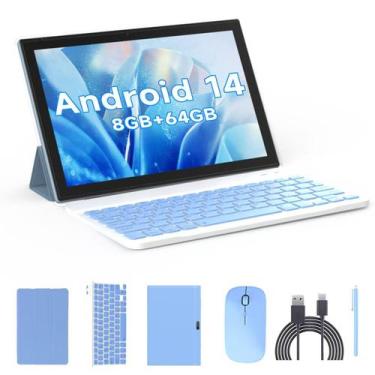 Imagem de Tablet 2 em 1 ZZB 10.1" Android 14 8GB RAM 64GB Azul + Acessórios