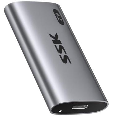 Imagem de SSK Disco Rígido Externo Ssd De 2 Tb, Ssd Portátil De Até 550 Mb/S, Unidades De Estado Sólido Rápidas, Unidade Externa Usb 3.2 Gen2 Ssd Para Iphone 15/Pro, Windows, Mac, Android Com Luz Led, Acabame