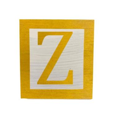 Imagem de Cubo Branco Letra Amarela com Aplique Festa Chá de Bebê Decoração 8x8x