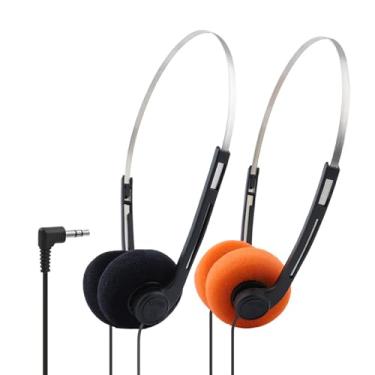 Imagem de LQMBABY 2 fones de ouvido retro-auriculares, mini fones de ouvido estéreo leves com cabo, fone de ouvido vintage dos anos 80 anos 90 com fio, fone de ouvido estéreo Hi-Fi para a maioria dos telefones