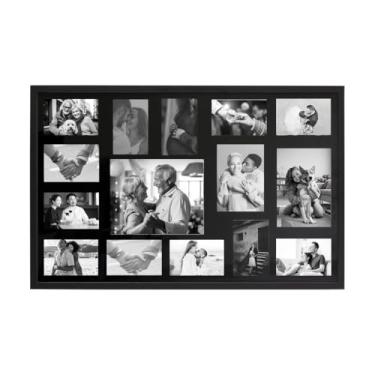 Imagem de Painel Multifotos de Vidro com Paspatur Expositor para 15 Fotos 83X53 Versátil para Parede ou Balcão Outlet dos Quadros (Preto)