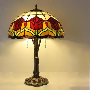 Imagem de Lâmpada de mesa retrô americana LED Luxo Criatividade Sala de estar Estudo Quarto Lâmpada de cabeceira Villa Hotel Cor Vidro Mesa Luz (Estilo 17)