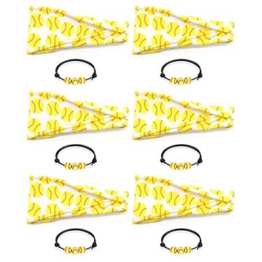 Imagem de 6 peças de faixa de cabeça esportiva de beisebol, softball, pulseira ajustável, conjunto de 6 peças, tema de beisebol, clube, festa esportiva, roupa de aniversário para meninos