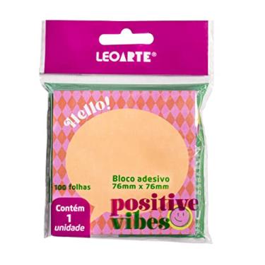 Imagem de Bloco Adesivo Positive Vibes Losango 76mmx76mm 100f Cx/ 24 Blocos Leo Arte
