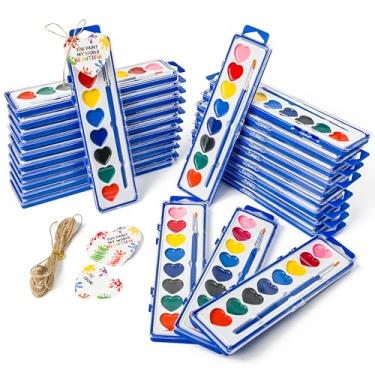 Imagem de CPicdn Watercolor Kids Card Set, 24 Pack Bulk Washable Paint Set, 8 Color Watercolor Paint with Brush, End of Year School Classroom Supplies Party Favors