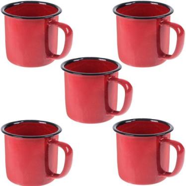Imagem de Caneca Esmaltada 150Ml 6Cm Vermelha Kit 05 Un - Art House