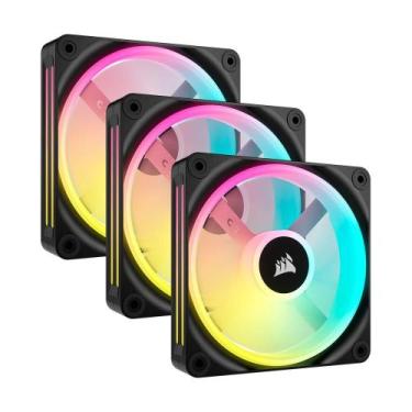 Imagem de Kit com 3 Ventoinhas Corsair iCUE LINK QX120, 120mm, RGB, Preto - CO-9