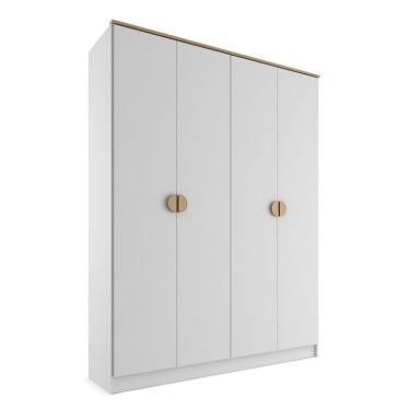 Imagem de Guarda-Roupa Solteiro Asti 100% MDF 4 Portas 2 Gavetas Branco