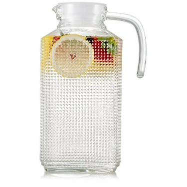 Imagem de Circleware Jarra de vidro texturizada Frigo com alça, nova novidade para festas, entretenimento, casa, cozinha, vidro, para água, suco, cerveja, ponche, chá gelado, bebidas frias e presentes, 1,8 g,