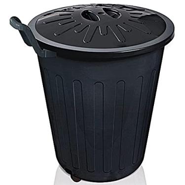 Imagem de Lixeira Redonda Preta Com Tampa E Roda 100 Litros Arqplast