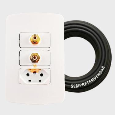 Imagem de Painel de Parede 4x2 Tomada 10A e Cabo de Áudio 3 Metros