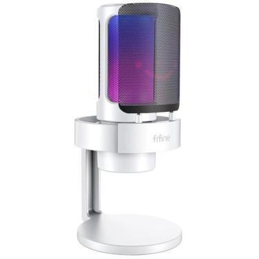 Imagem de Microfone Com Fio Fifine Ampligame A8 - Type-c/3.5mm - Condensador Cardioide - Rgb - Branco