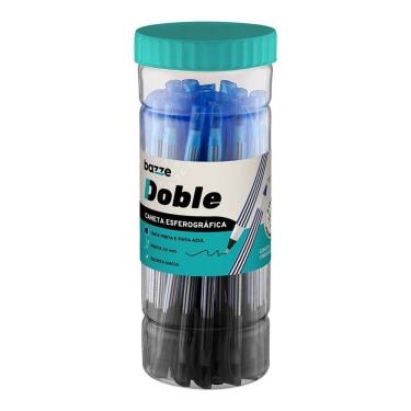 Imagem de Pote Caneta Esferográfica Doble Bazze - 1.0mm Azul E Preto C- 24 Unidades