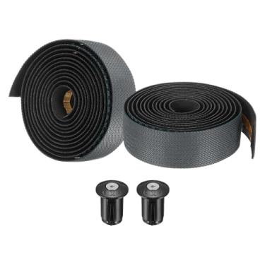 Imagem de PATIKIL Fita de guiador de bicicleta de EVA PU, 1 par de fita macia para barra de bicicleta tamanho único com plugues de extremidade e costas adesivas para dobrar ciclismo de estrada, cinza