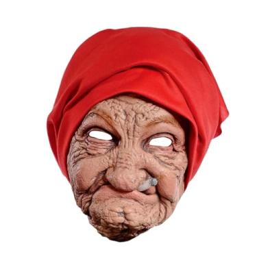 Imagem de LCSVCCXA Máscara de Halloween Máscara de Cabeça de Velha Versátil Assustadora Simulação de Performance de Palco Assustadora Realista Carnaval Feriado Cosplay