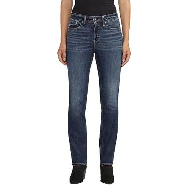 Imagem de Silver Jeans Co. Calça jeans feminina Avery de cintura alta e corte reto, Lavagem média Cvs358, 29W x 29L