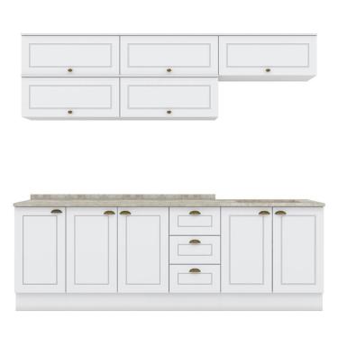 Imagem de Cozinha Modulada Americana 8 Peças Balcão 120cm com Tampo - Móveis Henn