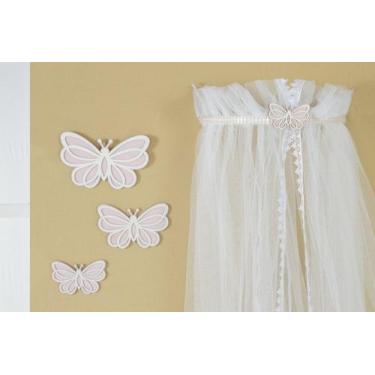 Imagem de Kit Decorativo Dossel com Mosquiteiro Borboleta Rosal Menina - Amora C