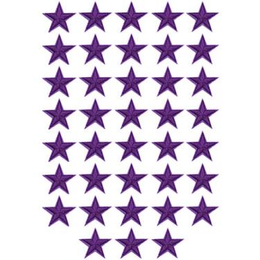Imagem de 33 peças de cores sortidas pequenas 5 estrelas ferro em retalhos costurados bordados apliques enfeites para roupas jaquetas mochila reparo decorações, Roxa, 3.5cm/1.37inch, 1