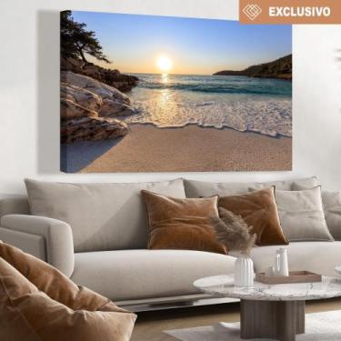 Imagem de Quadro Decorativo Praia Sol No Mar - MeMoldura, Chassi Borda Infinita,