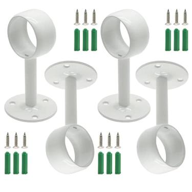 Imagem de Kyuionty 4 peças de suporte de varão para cortina de chuveiro 26 mm/2,5 cm para montagem no teto, suporte para varão de cortina de aço inoxidável, branco