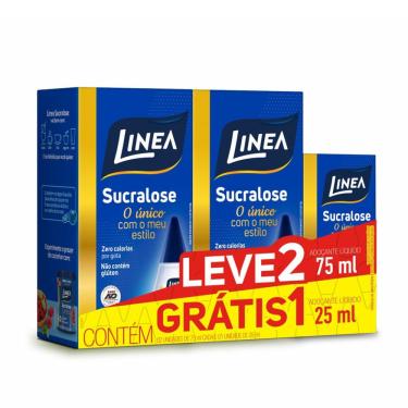 Imagem de Adoçante Líquido Linea Sucralose 75ml 2 unidades + Adoçante Líquido Linea Sucralose 25ml 1 unidade