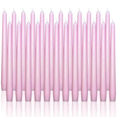 Imagem de OSHINE Pacote com 24 velas cônicas rosa, velas cônicas longas, sem gotejamento, sem cheiro, sem fumaça e emergência, queima de 7 horas, castiçais altos ideais para casamentos, jantares, aventuras, Dia