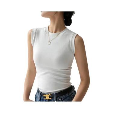 Imagem de Colete Feminino de Algodão Sem Mangas - Camisola Colorida com Gola Red