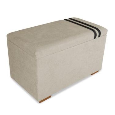 Imagem de Recamier Puff Baú Decorativo Funcional Organizador no Boucle com Cinto