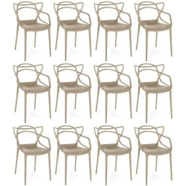 Imagem de Kit 12 Cadeiras de Jantar Allegra Prática Empilhável - Nude