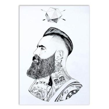 Imagem de Placa Decorativa Barbearia Barbeiro Barba Cabelo Tattoo Decoração Poster Quarto Sala