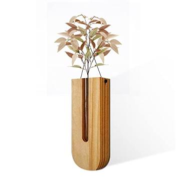 Imagem de Phefop Vaso de Parede de Madeira Rústica Com Inserção de Vidro, Plantador de Decoração de Parede Simples Moderna para Plantas Artificiais Ao Vivo, Decoração de Quarto da Sala de Estar (5)
