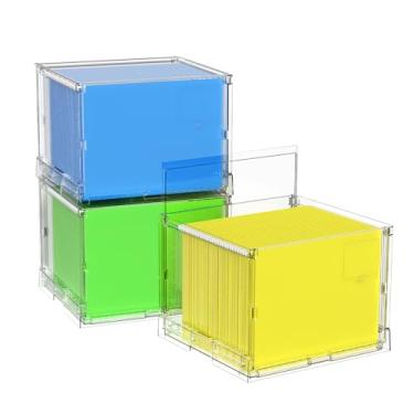 Imagem de MUKAI Caixa organizadora de arquivos com tampa, organizador de pasta de arquivos dobrável com slide, caixa de pasta de arquivos suspensa, para armazenamento de documentos de escritório com organizador