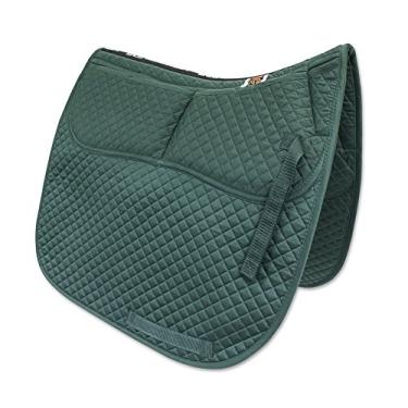 Imagem de ECP Equine Comfort Products Almofada de sela de adestramento com correção contornada com calços ajustáveis de espuma de memória, design acolchoado de poli-algodão, alívio de pressão para cavalos com