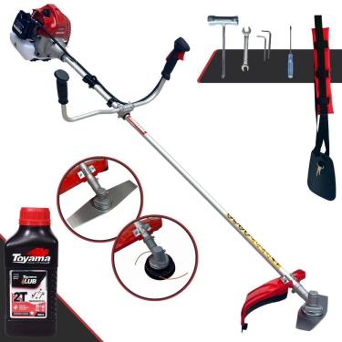 Imagem de Roçadeira Lateral Kawashima BCJ431L À Gasolina 2 Tempos 43cc 10.000rpm 1,7HP de Potência Completo Com Lâmina Facão + Carretel Nylon + ÓLEO TOYAMA FG50