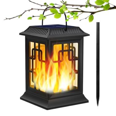 Imagem de Luminárias Solares Para Exterior | Lanterna Decorativa Com Efeito De Chama E Luzes Solares Para Uso Externo | Luzes De Jardim E Decoração Para Mesa Caminho Relvado Pátio Natal