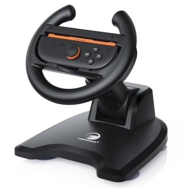 Imagem de HONCAM Steering Wheel for Nintendo Switch/Switch 2, Racing Wheel Table Attachment with 4 Suction Cup for JoyCons, Enhanced Stability for Immersive Racing Games, Black